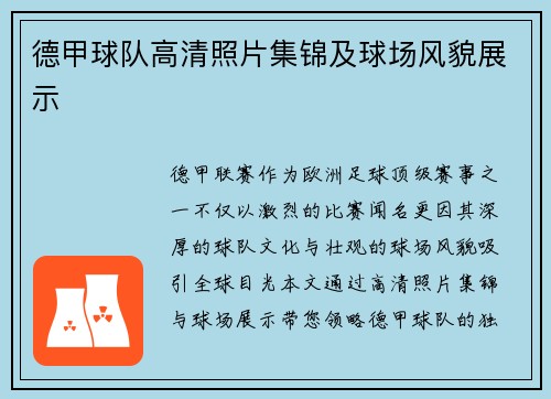 德甲球队高清照片集锦及球场风貌展示